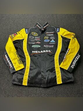 Chase Authentics Menards NASCAR Racing Jacket Black Yellow Women’s L